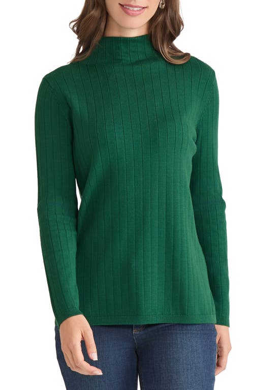 Jones New York Funnel Neck Wide Rib Sweater In Green