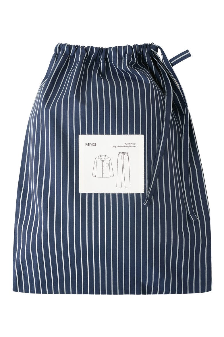 Stripe Cotton Pajamas, Alternate, color, NAVY