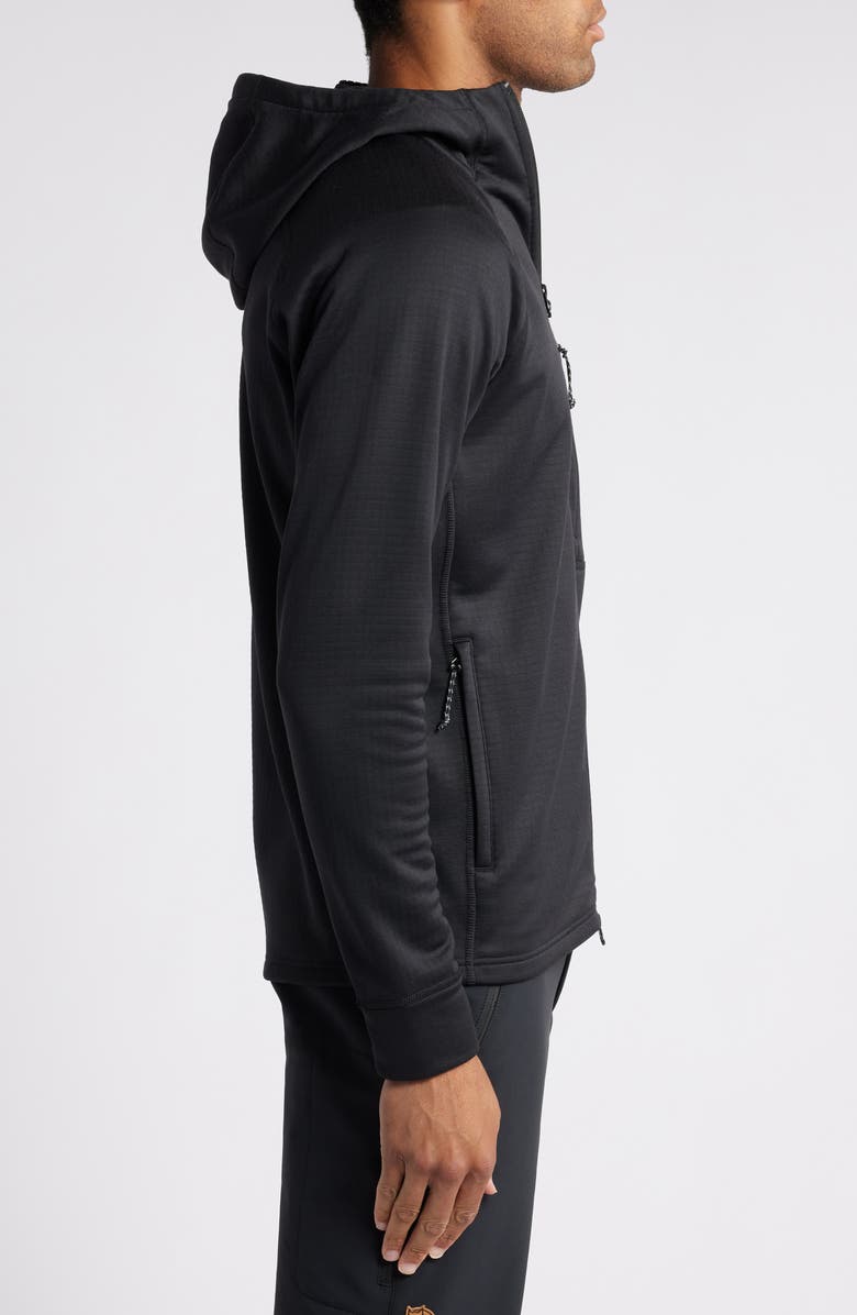 Fjällräven Abisko Grid Fleece Hoodie, Alternate, color, Black
