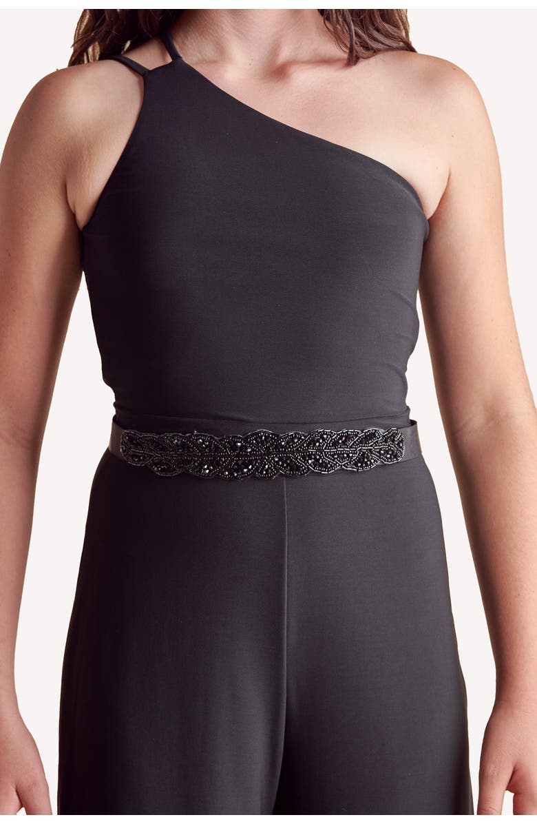 Un Deux Trois Stretchy Beaded Belt, Main, color, Black