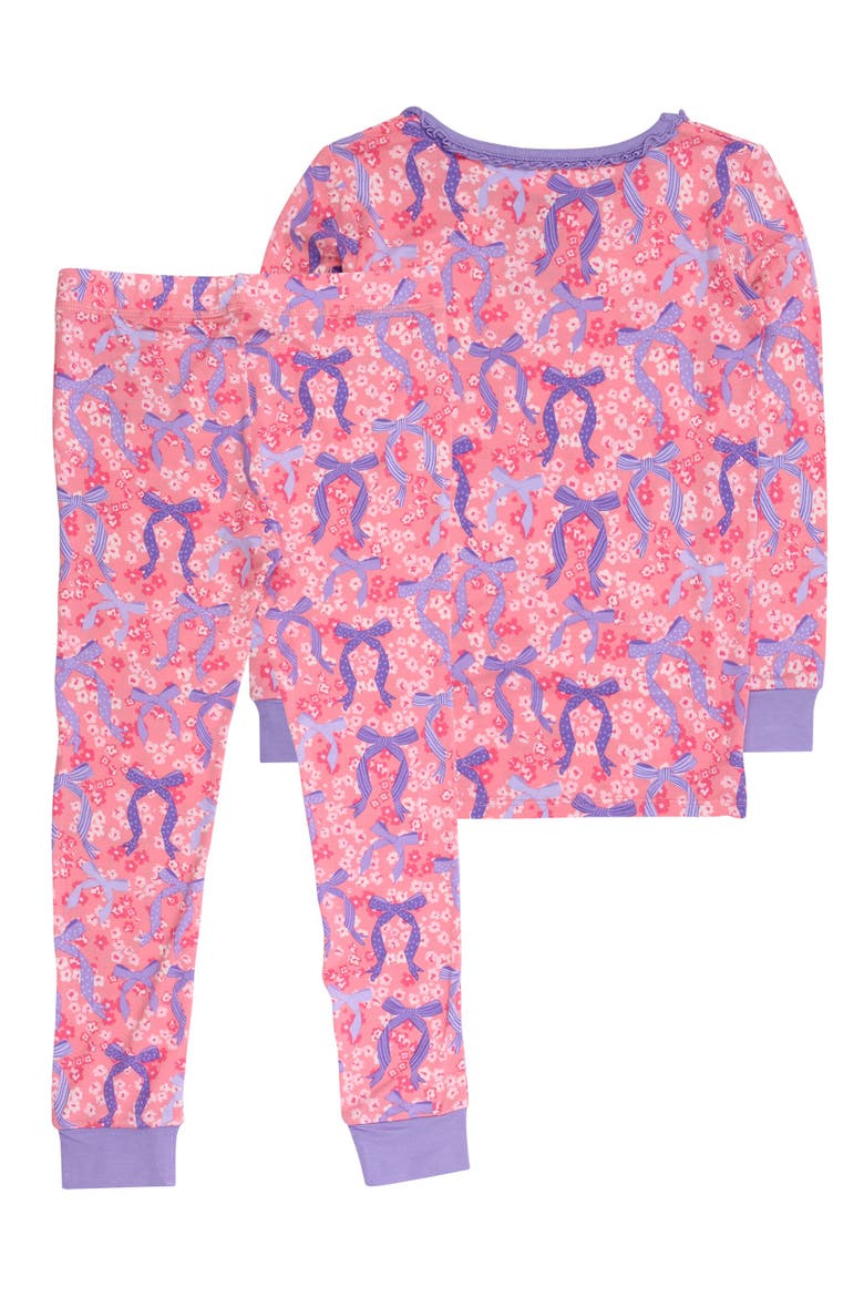Girls SoftSnooze Ruffle Long Sleeve Pajama Set, Alternate, color, Bow Besties