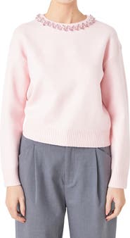 Endless Rose Embellished Crewneck Sweater