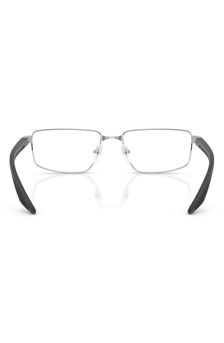 Prada Linea Rossa 55mm Rectangular Optical Glasses, Alternate, color, Silver