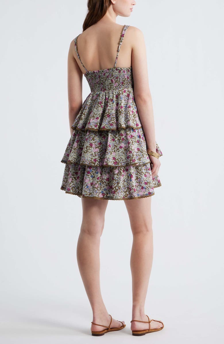 Treasure & Bond Floral Tiered Minidress, Alternate, color, Olive Este Ditsy