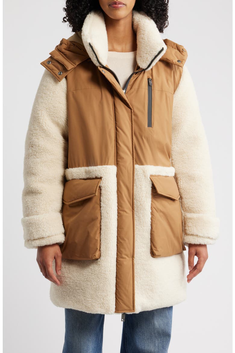 Kaysin Fleece Trim Down Parka, Main, color, CHESTNUT