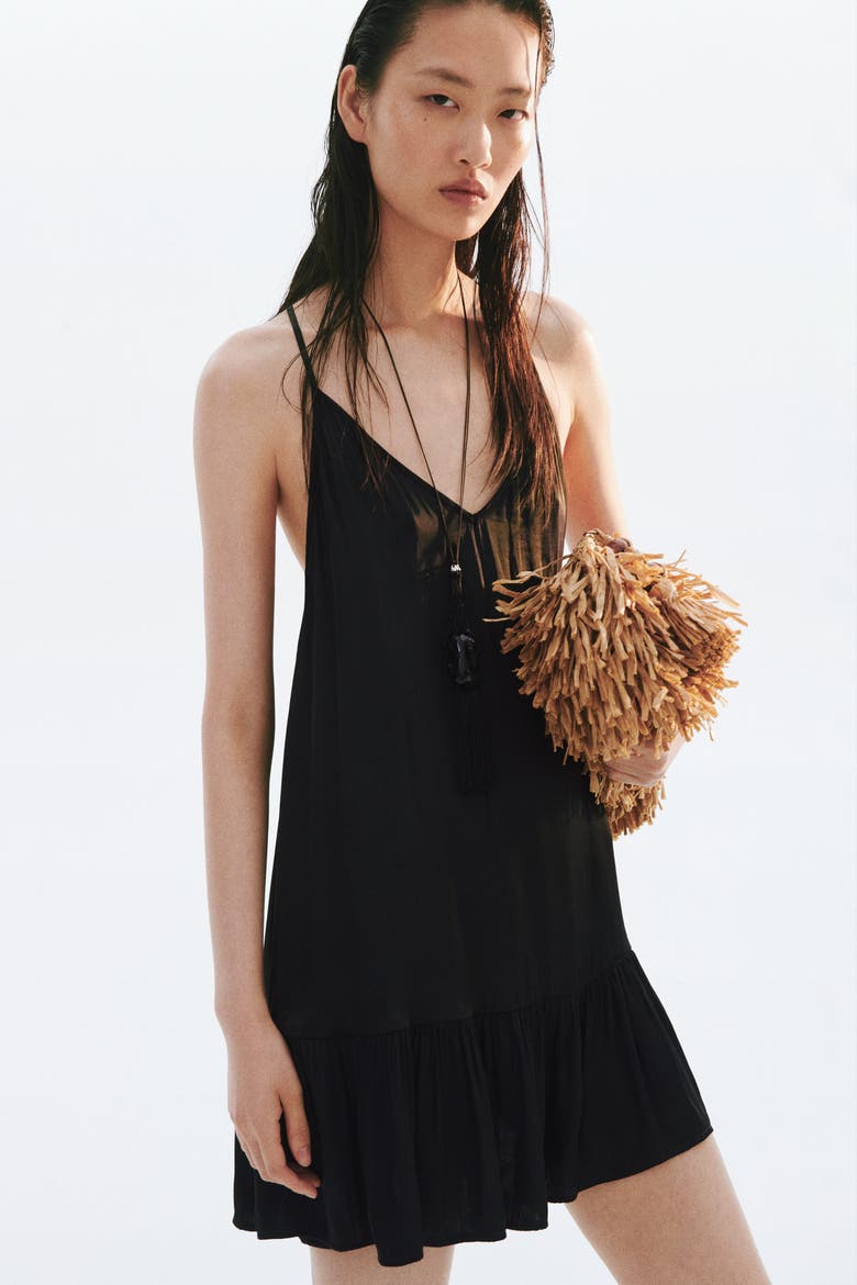 A-line Strappy Dress, Alternate, color, Black