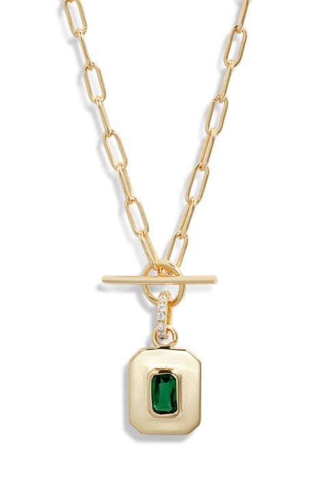 Green Cubic Zirconia Toggle Pendant Necklace