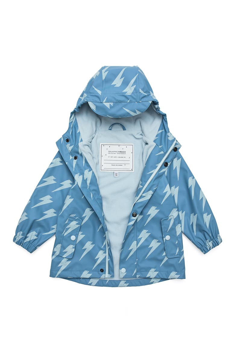 Kids' Lightning Bolt Waterproof Raincoat, Alternate, color, BLUE