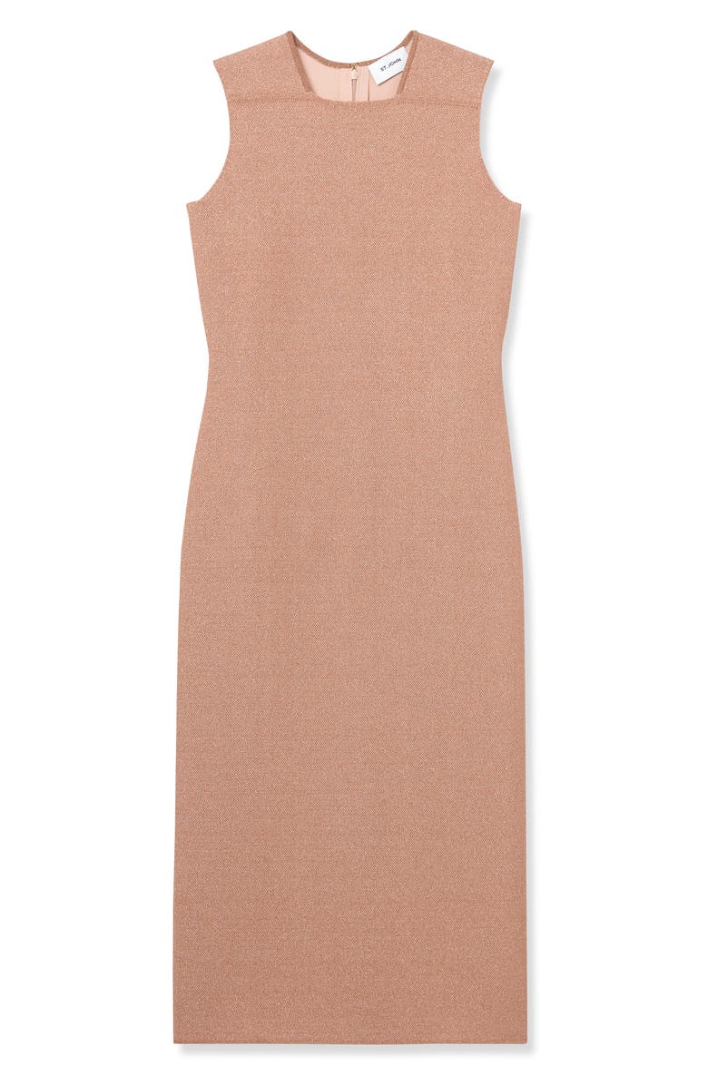 ST. JOHN Metallic Piqué Knit Dress, Alternate, color, 