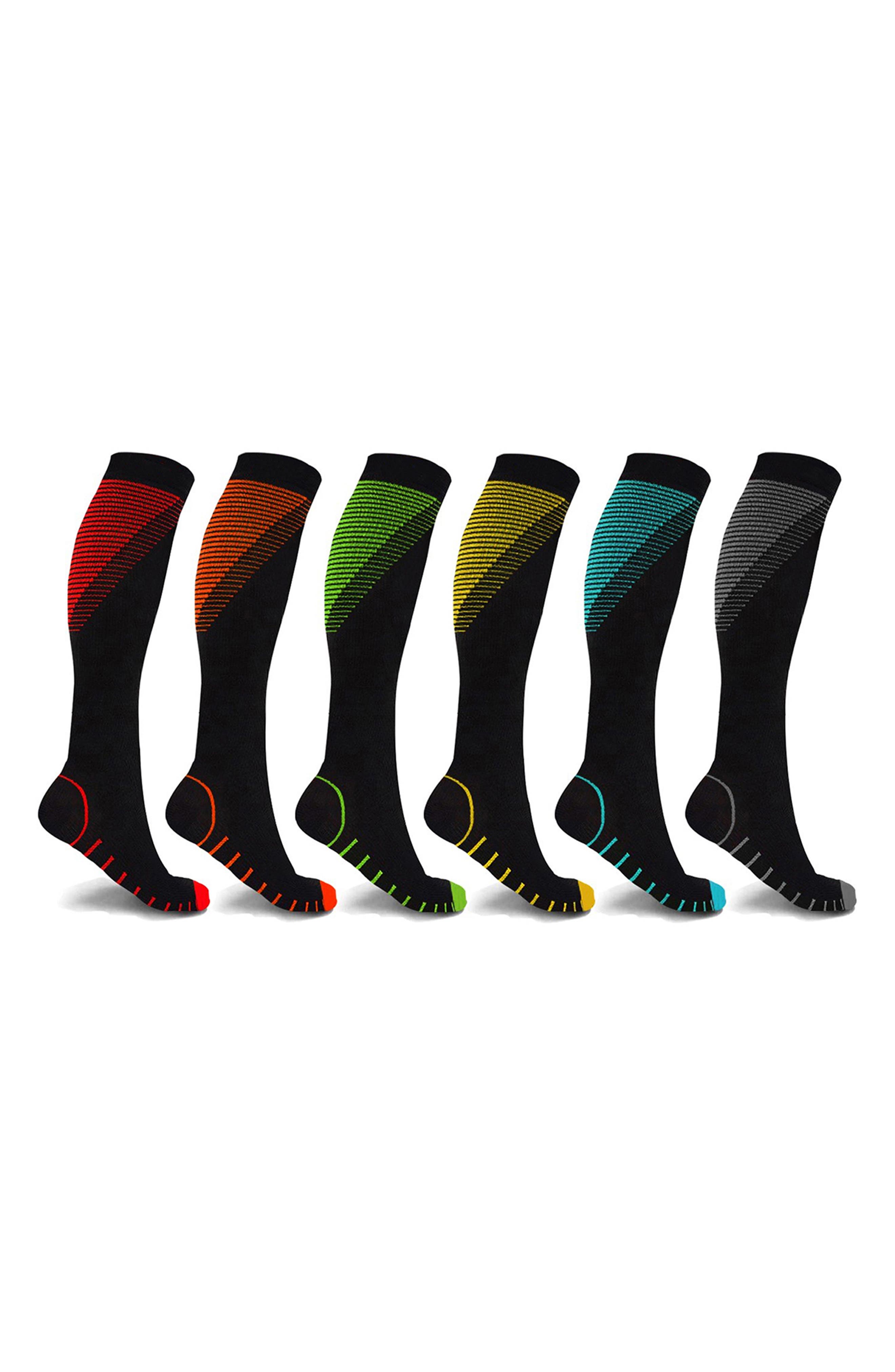 EXTREME FIT Gender Inclusive Assorted 6-Pack Athletic Graduated Compression Socks