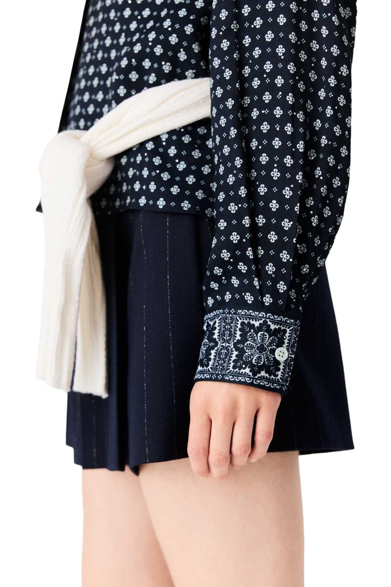 Patterned rhinestone shirt, Alternate, color, Navy loungewear