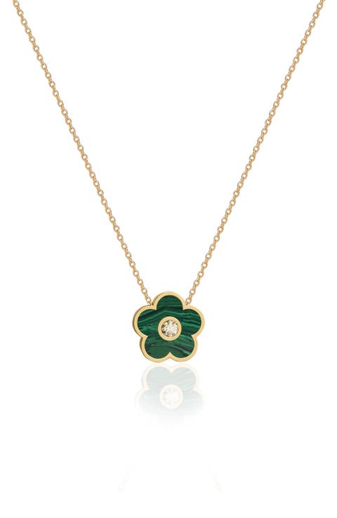 Effortless Staples Inlay Flower Pendant Necklace