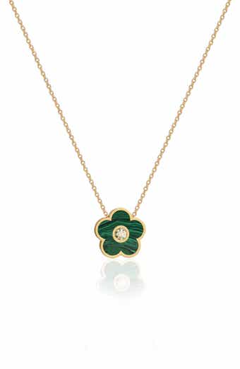 GABI RIELLE Effortless Staples Inlay Flower Pendant Necklace