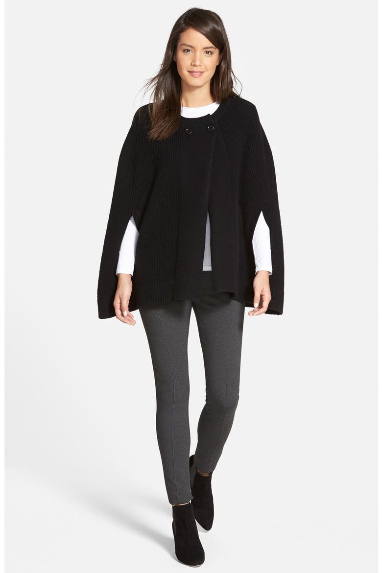 Wool & Cashmere Cape Cardigan, Alternate, color, BLACK