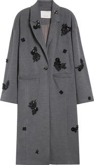 Cinq à Sept Crystal Ivy Gravis Embellished Coat