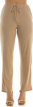 Nina Leonard Drawstring Pocket Straight Leg Pants