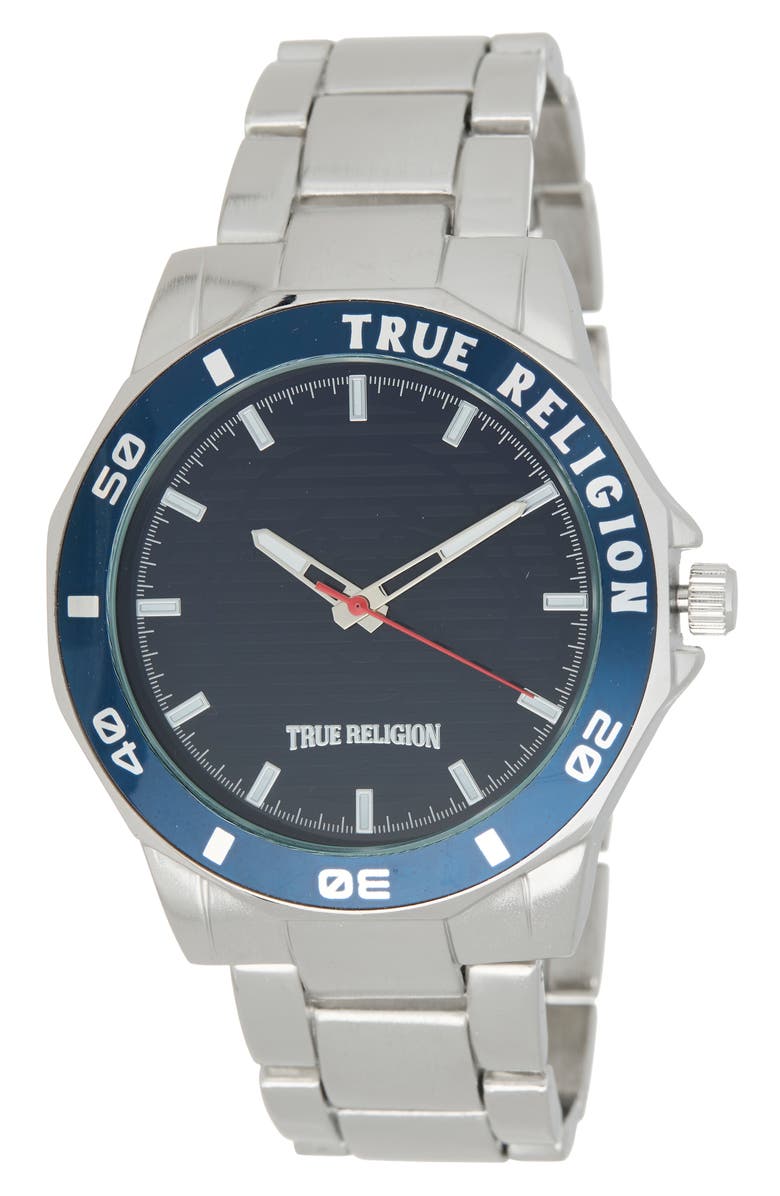 True Religion Quartz Bracelet Watch, 43mm, Main, color, Silver/ Black