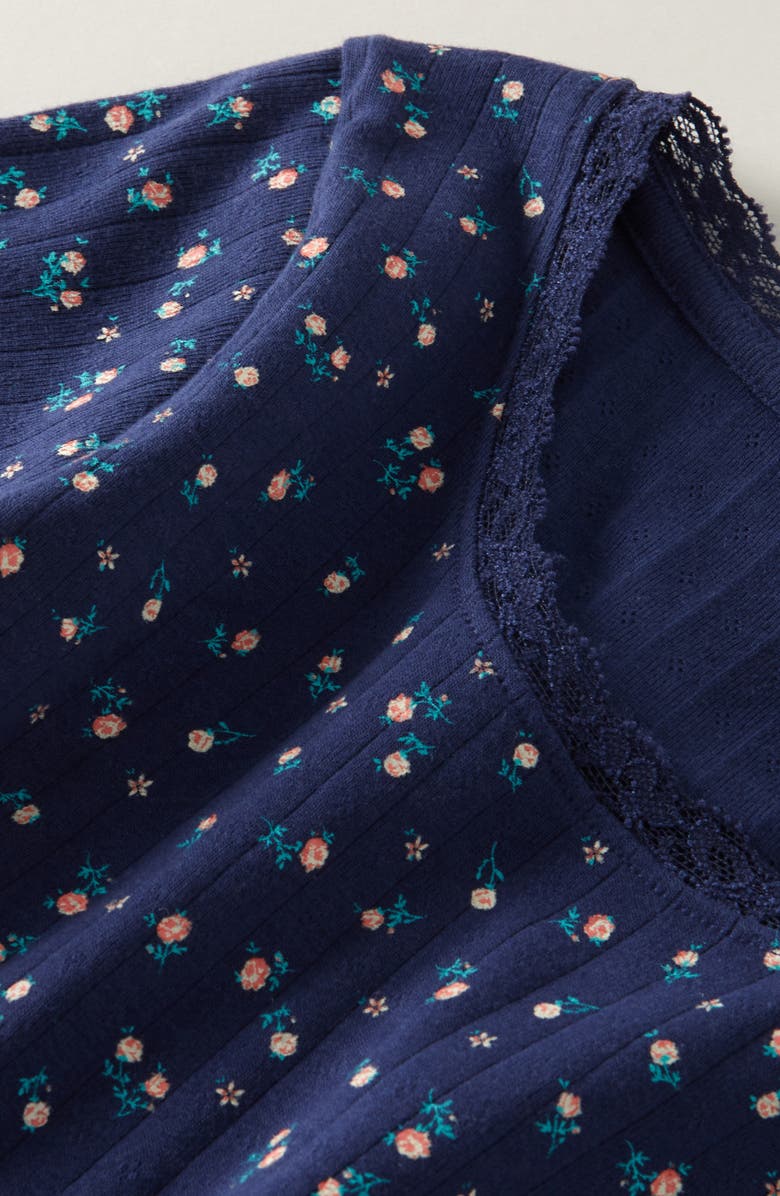 Treasure & Bond Kids' Lace Trim Pointelle Top, Alternate, color, Navy Medieval Mini Rosette