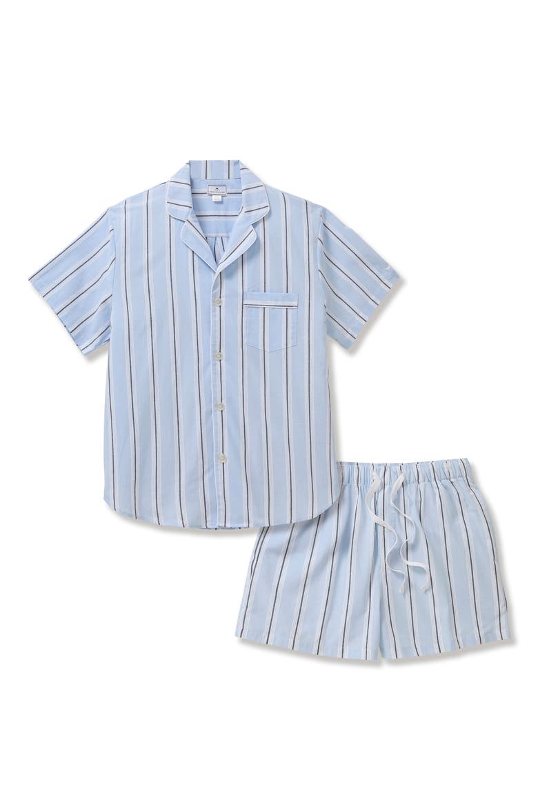 Classic Stripe Cotton Twill Short Pajamas, Alternate, color, BLUE