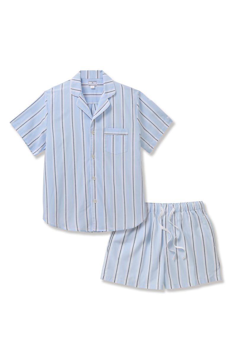 Petite Plume Classic Stripe Cotton Twill Short Pajamas, Main, color,