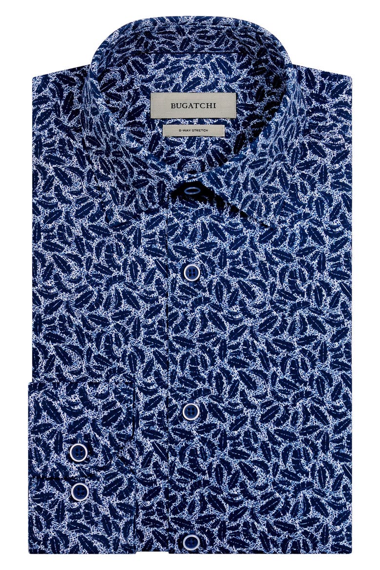 James OoohCotton® Leaf Print Button-Up Shirt, Alternate, color, NAVY