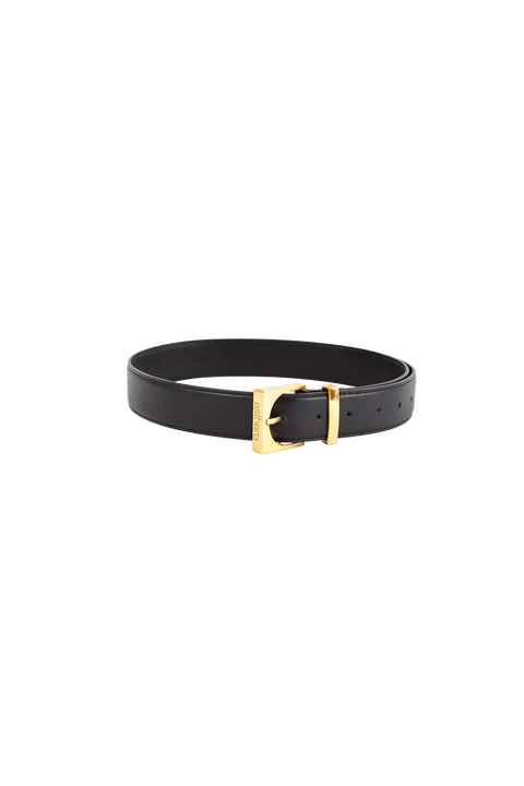 Cube Buckle Goldtone 35mm Leather Belt
