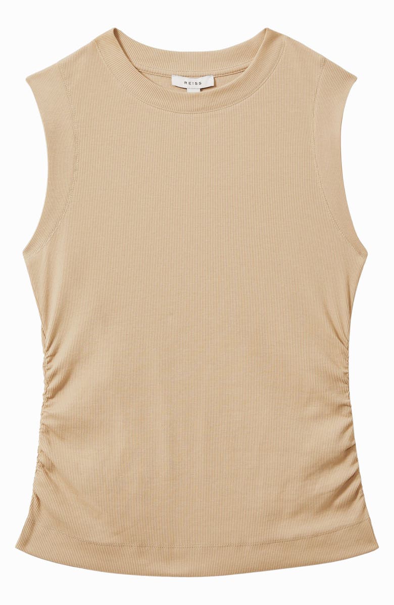 Reiss Trudy Ruched Rib Tank, Alternate, color, Camel