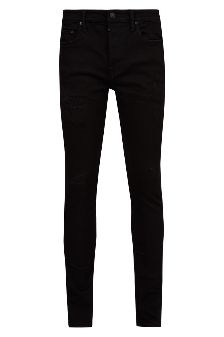 Damaged Cigarette Skinny Jeans, Alternate, color, BLACK