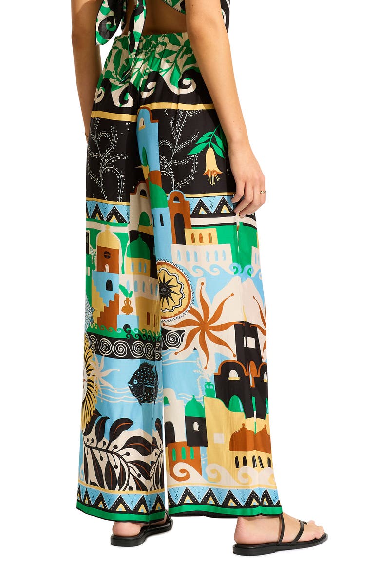 Seafolly Print Wide Leg Cover-Up Pants, Alternate, color, 