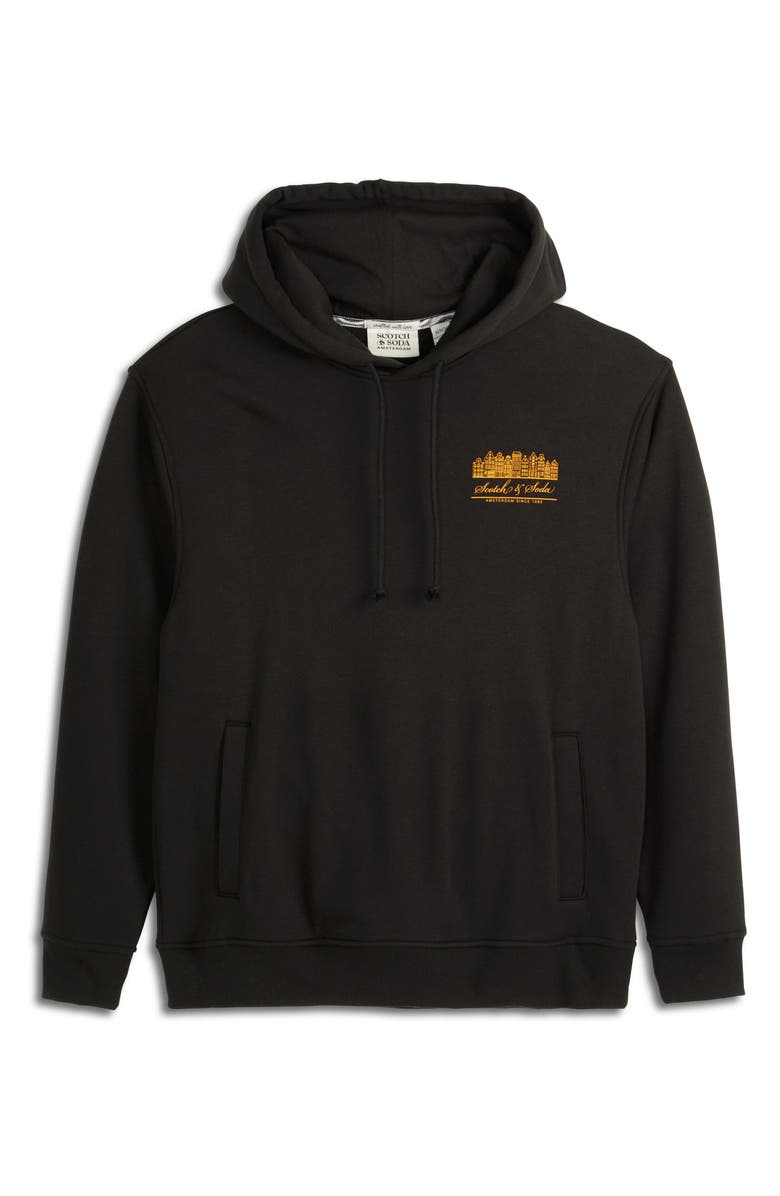 Scotch & Soda Relaxed Fit Graphic Fleece Hoodie, Main, color, Anthracite