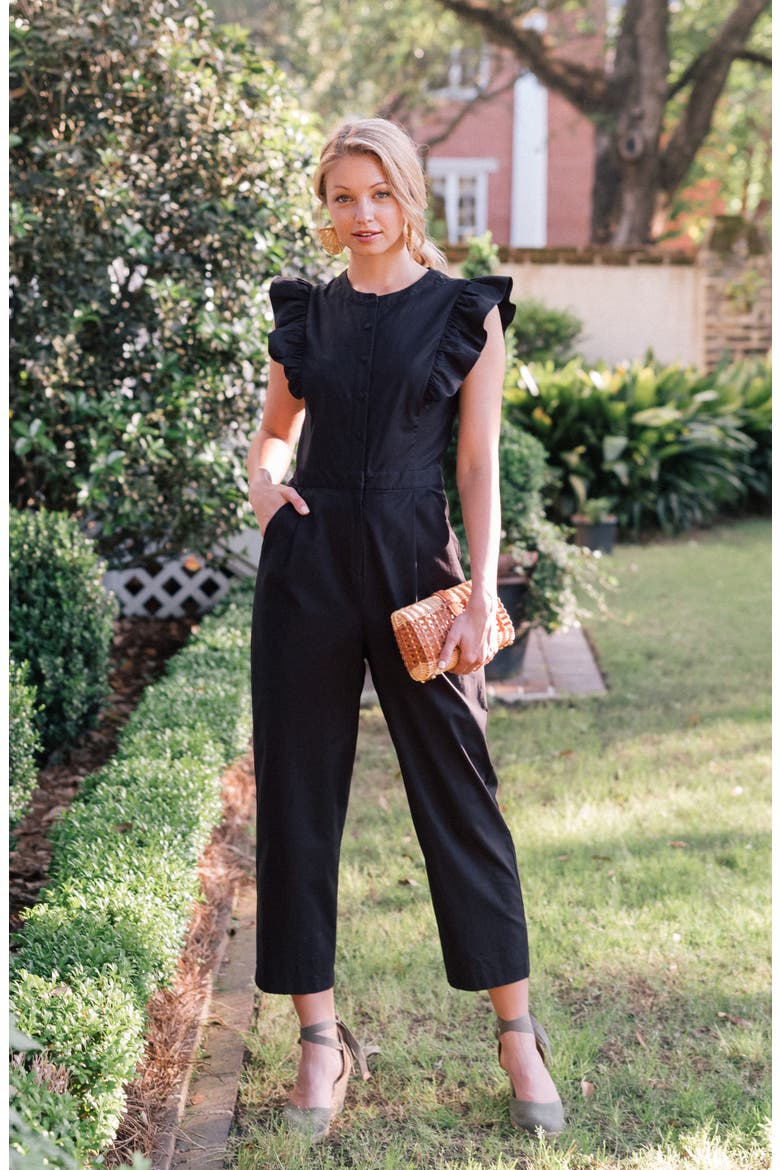 Kierra Sateen Jumpsuit, Alternate, color, BLACK
