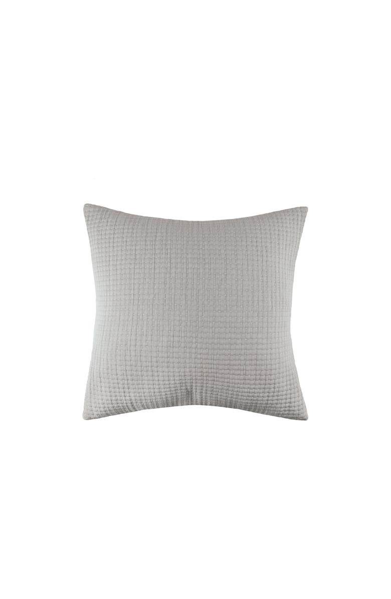 ELISABETH YORK Lida Ash 100% Cotton Euro Sham 26" x 26", Main, color, Gray