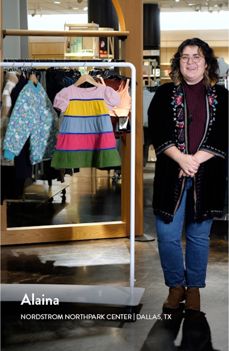 Kids' Colorblock Cotton Corduroy Tiered Dress, sales video thumbnail