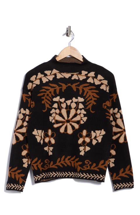 Jacquard Mock Neck Sweater
