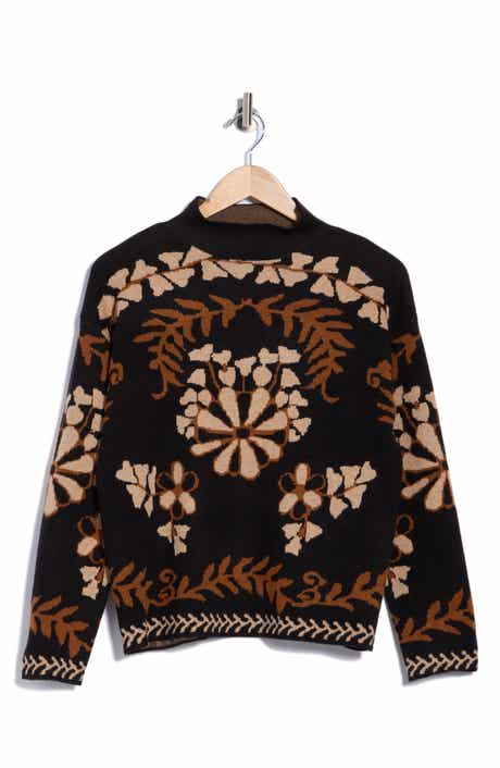 Jacquard Mock Neck Sweater