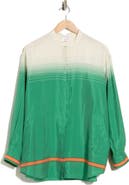 Longchamp Striped Band Collar Silk Blend Tunic