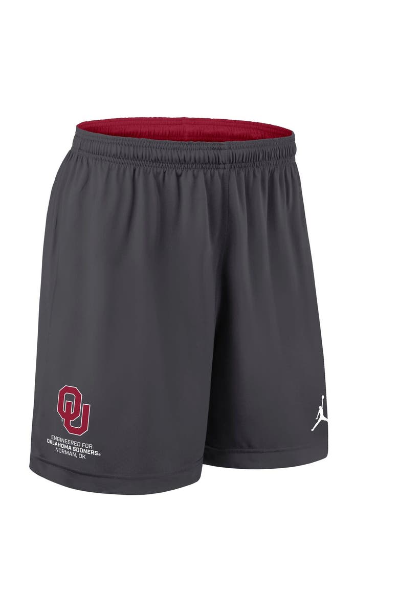 Jordan Brand Men's Jordan Brand Crimson/Charcoal Oklahoma Sooners 2025 Sideline Reversible Performance Shorts, Alternate, color, Crimson