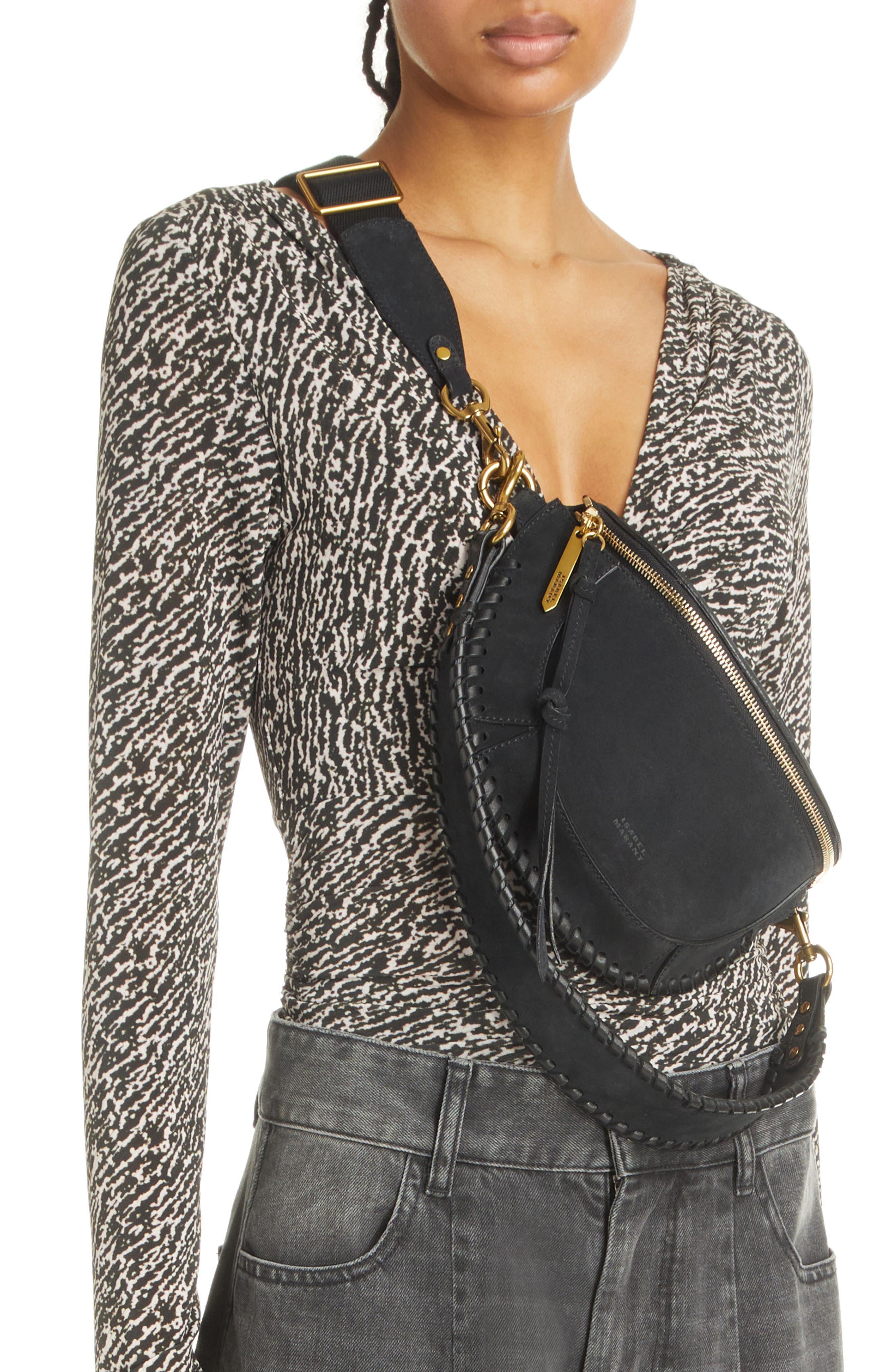 Skano Suede Belt Bag, Alternate, color, BLACK