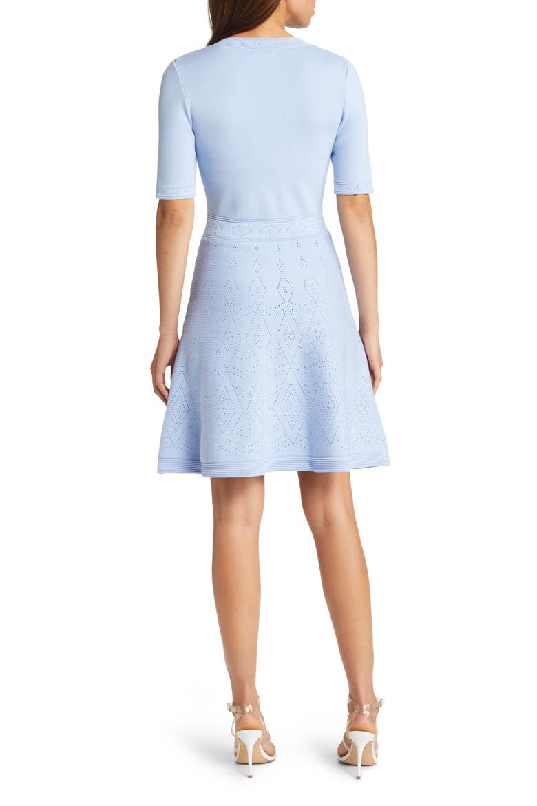 Pointelle Fit & Flare Sweater Dress, Alternate, color, BLUE