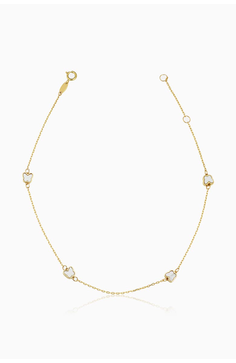 Oradina 14K Yellow Gold Flutter By Anklet, Main, color, Yellow Gold