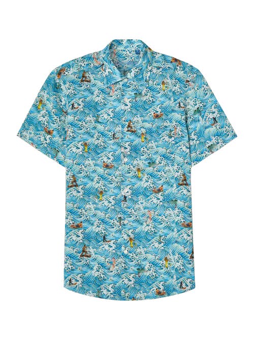Robert Talbott Morgan Surf Printed Linen Short Sleeve Shirt