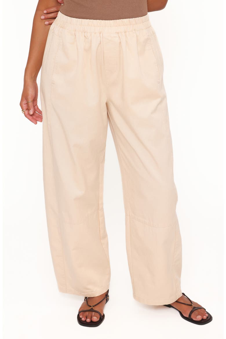 Sasha Pull-On High Waist Barrel Pants, Main, color, ECRU