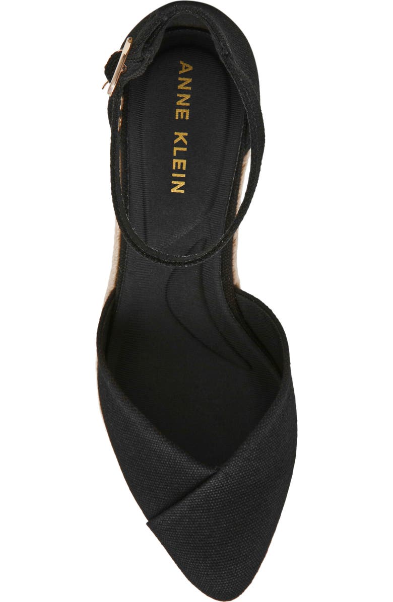 Anne Klein Wilmott Ankle Strap Espadrille Wedge Sandal, Alternate, color, Black Canvas