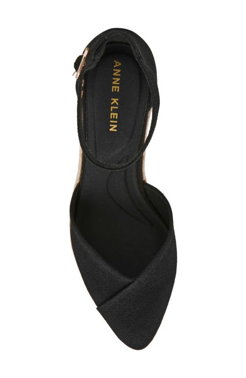 Anne Klein Wilmott Ankle Strap Espadrille Wedge Sandal In Black