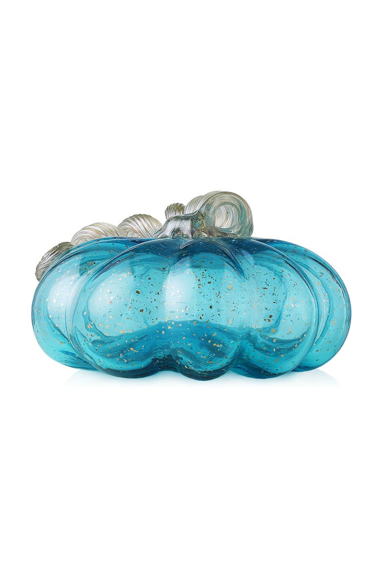 Fall Multi-Style Small Glass Pumpkins, Alternate, color, Glitter Blue