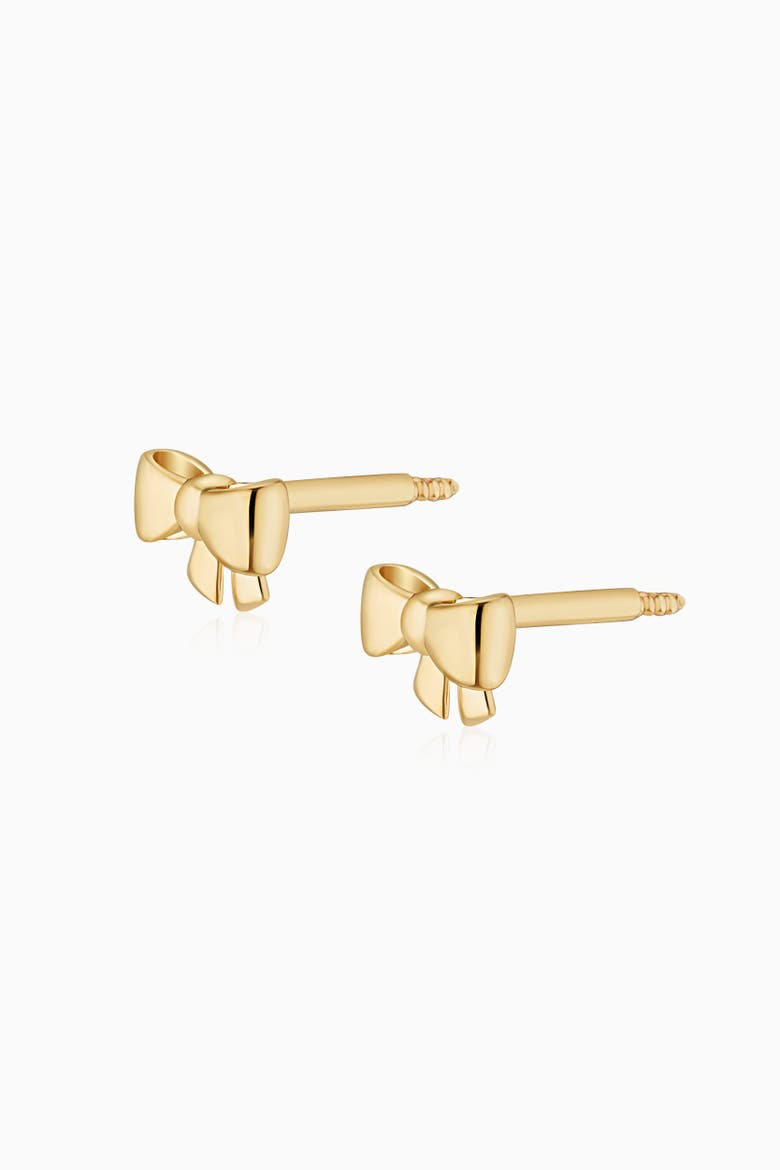 14K Yellow Gold Bow Studs Earrings, Alternate, color, Yellow Gold