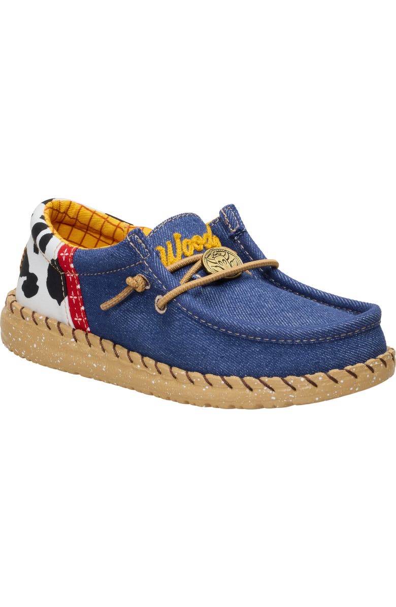 Hey Dude x Toy Story Wally Sheriff Woody Slip-On, Main, color, White/ Faded Denim