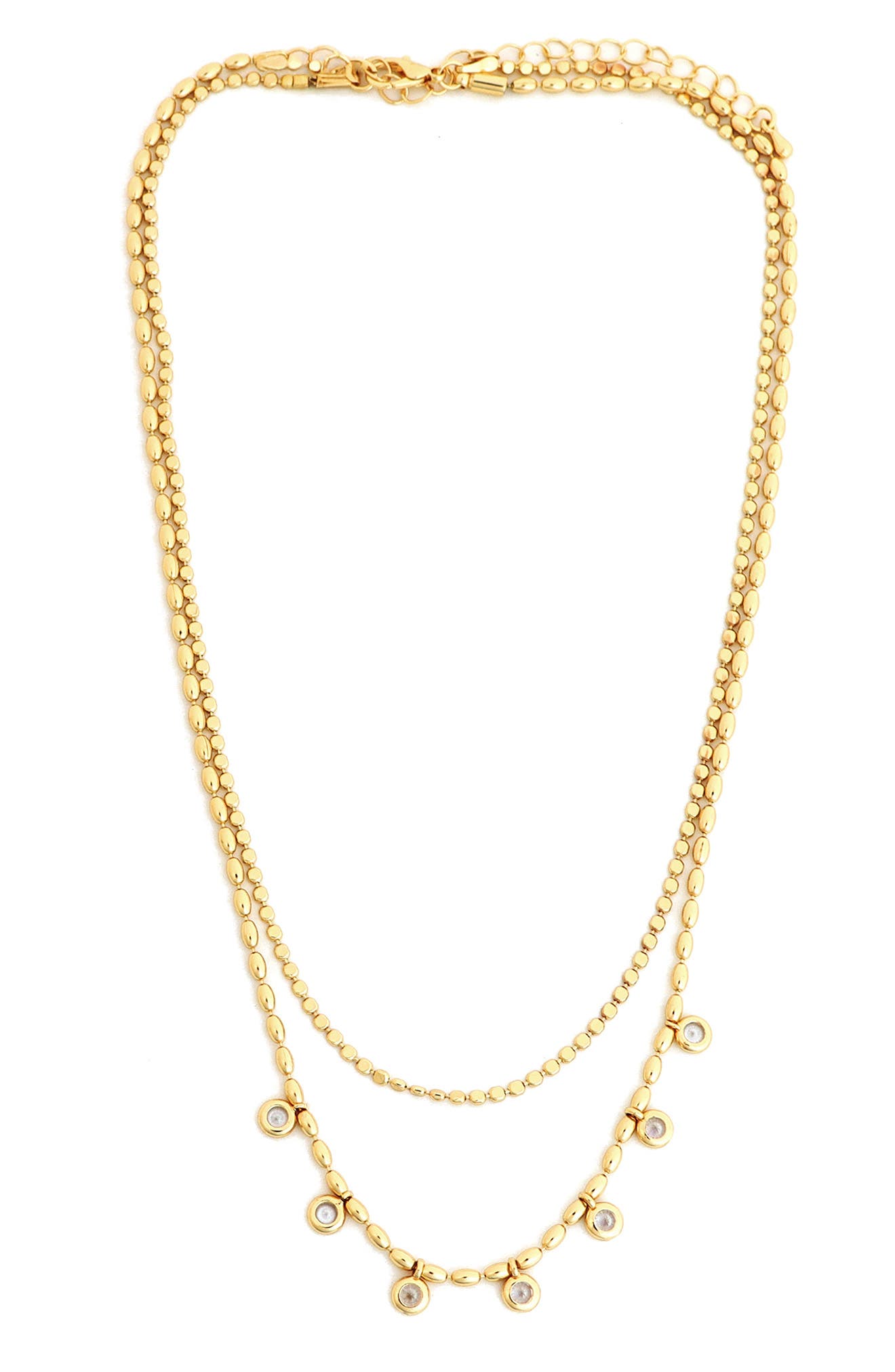 Panacea Crystal Charm Layered Ball Chain Necklace