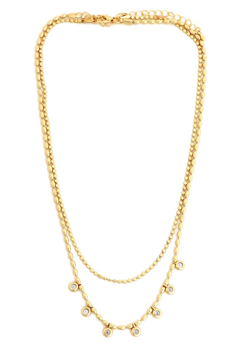 Crystal Charm Layered Ball Chain Necklace, Main, color, GOLD