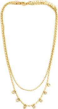 Panacea Crystal Charm Layered Ball Chain Necklace